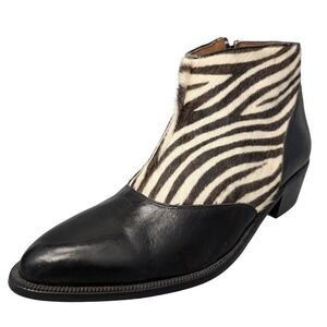 Code West Womens Size 12M Zebra Calf Hair Black Leather Western Ankle Boots